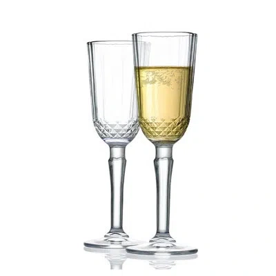 American Atelier Cali Set Of 2 Flutes 4.39 oz In Clear