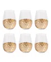 AMERICAN ATELIER DAPHNE GOLD STEMLESS GOBLETS, SET OF 6