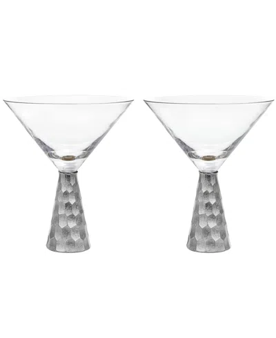 American Atelier Daphne Silver Martini Glasses, Set Of 2 In Transparent