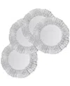 American Atelier Deniz Silver Flower Glass Charger Plates, Set Of 4 In Silver