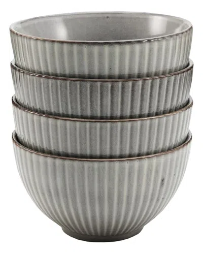 American Atelier Gray Fluted Set Of 4 Bowls In Grey