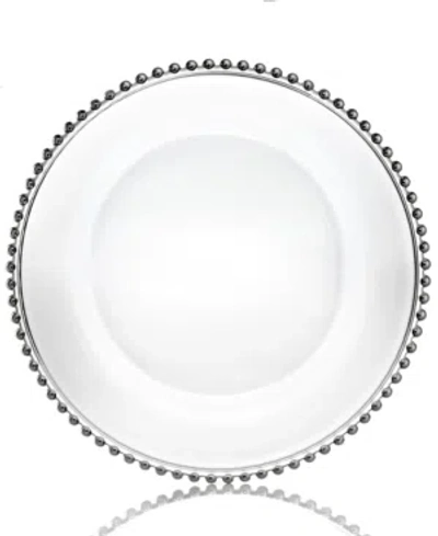 American Atelier Jay Import  Glass Silver Beaded Charger Plate