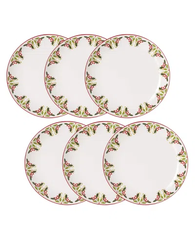 American Atelier Jay Import Bargello Set Of 6 Holiday Dinner Plates In Multi