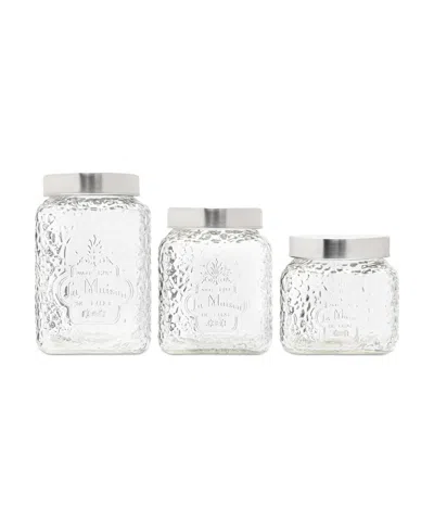 American Atelier La Maison Hammered Glass Canisters Set, 3 Piece In Clear