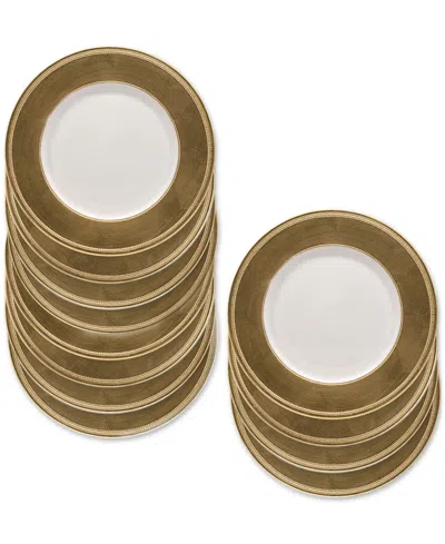 American Atelier Leaf Rim/white Charger Plates, Set Of 12 In Gold