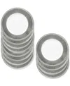 American Atelier Leaf Rim/white Charger Plates, Set Of 12 In Silver