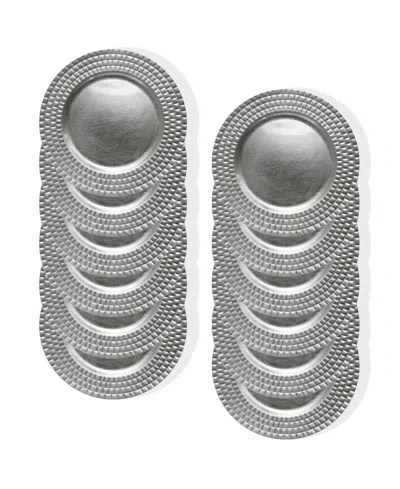 American Atelier Linear Charger Plate 12 Piece Dinnerware Set, Service For 12 In Silver