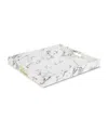 American Atelier Marble Tray With Gold Stainless Steel Handles In White