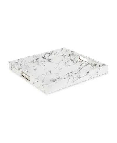 American Atelier Marble With Gold-tone Stainless Steel Handles Tray In White