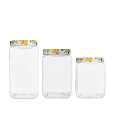 American Atelier Meyer Lemons Square Glass Jars Set, 3 Piece In Clear