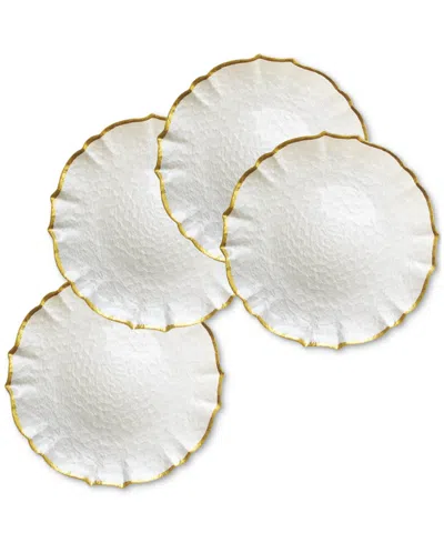 American Atelier Pearl & Gold Glass Charger Plate 13", Set Of 4