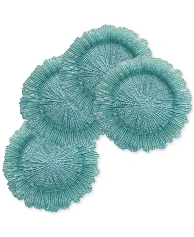 American Atelier Reef Glass Turquoise Charger Plate 13", Set Of 4 In Blue
