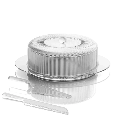 American Atelier Ribbed Clear Acrylic 4 Pc Cake Set