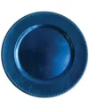 American Atelier Royal Blue Beaded Charger Plate 13" In Blue