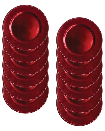American Atelier Set Of 12 Beaded Round Charger Plates In Red