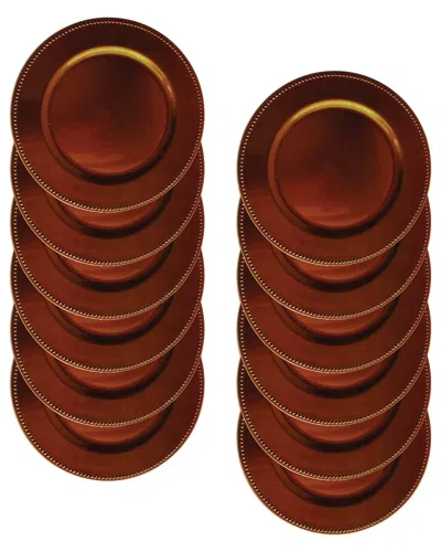 American Atelier Set Of 12 Beaded Round Charger Plates In Brown