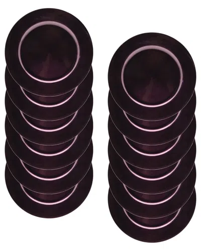 American Atelier Set Of 12 Metallic Round 13in Charger Plates In Burgundy