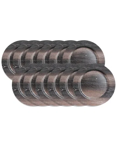American Atelier Set Of 12 Walnut Finish Charger Plates In Brown