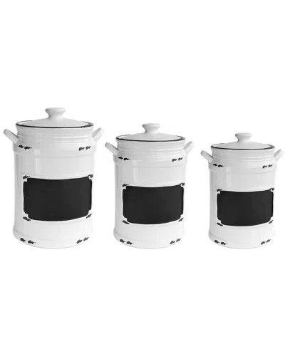 American Atelier Set Of 3 Vintage Canisters In White