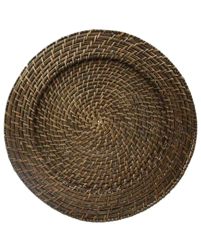 American Atelier Set Of 4 Brown Rattan Round Chargers