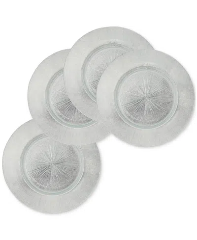 American Atelier Silver Antiqued Glass Charger Plates, Set Of 4