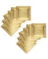 American Atelier Square Charger Plate 12 Piece Dinnerware Set, Service For 12 In Gold