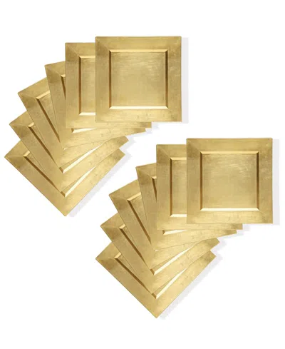 American Atelier Square Charger Plate 12 Piece Dinnerware Set, Service For 12 In Gold
