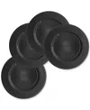 American Atelier Sunray Black Glass Charger Plate 13", Set Of 4 In Black