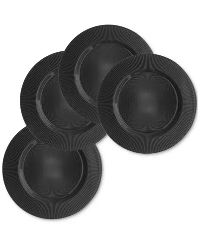 American Atelier Sunray Black Glass Charger Plate 13", Set Of 4