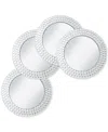 American Atelier Triple-bead Mirror Glass Charger Plates, Set Of 4 In Silver