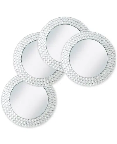 American Atelier Triple-bead Mirror Glass Charger Plates, Set Of 4 In Silver