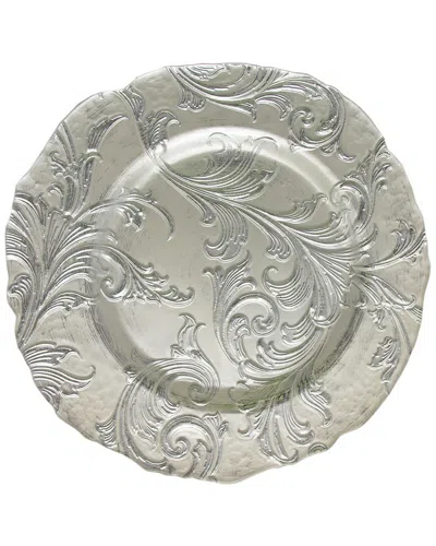 American Atelier Vanessa Glass Charger Plate In Silver