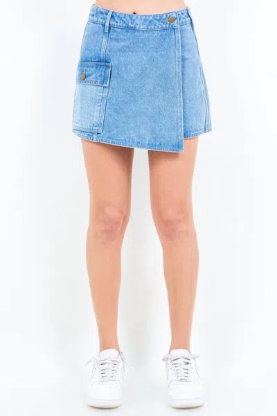 American Bazi Cargo Pocket Mini Length Skort In Blue
