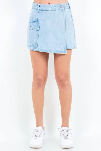 American Bazi Chic Cargo Pocket Mini Skort In Light Blue