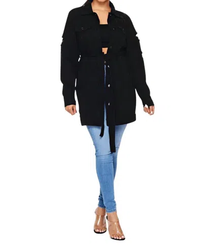 American Bazi Edgy Plus: Fashion Tour Denim Jacket In Black & White