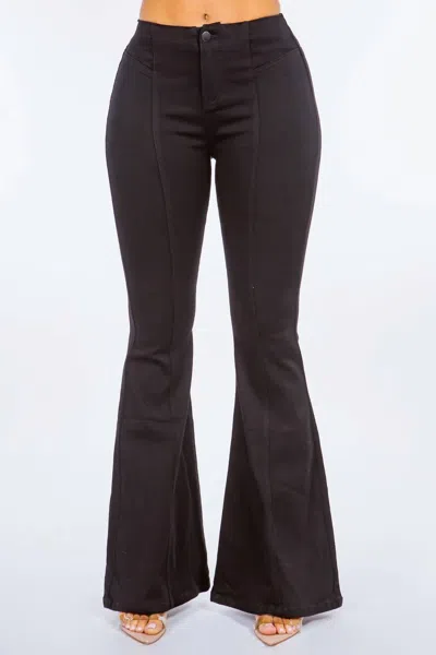 American Bazi High Waist Pull On Flare Jeans In Black