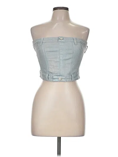 Pre-owned American Bazi Tube Top Blue Strapless Neckline Tops