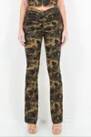 American Bazi V-cut Camo Flared Pants In Olive Camo In Green