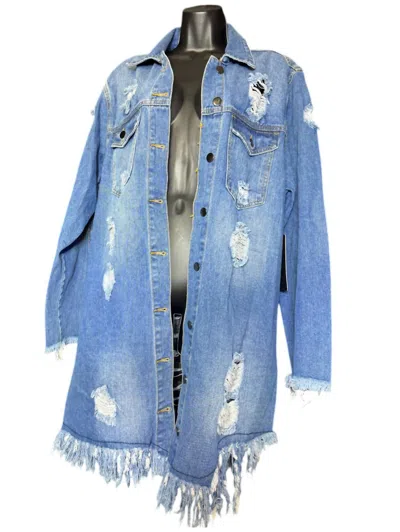 American Bazi Women's Distressed Jean Jacket In Blue