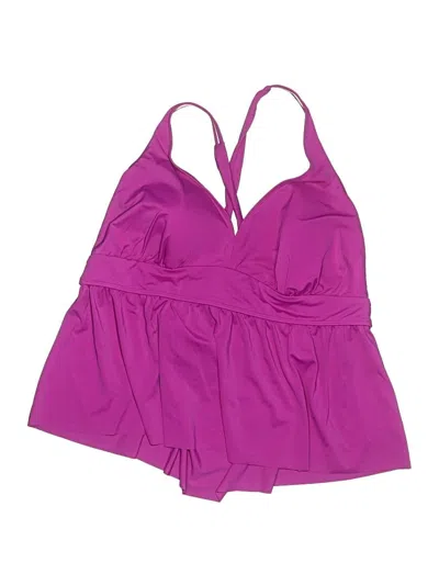 Pre-owned American Beach Swimsuit Top Purple Solid Pattern Swimwear
