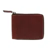 American Bison Men's Oil Pull Up Leather Zip Around Wallet With Center Flap In Brown