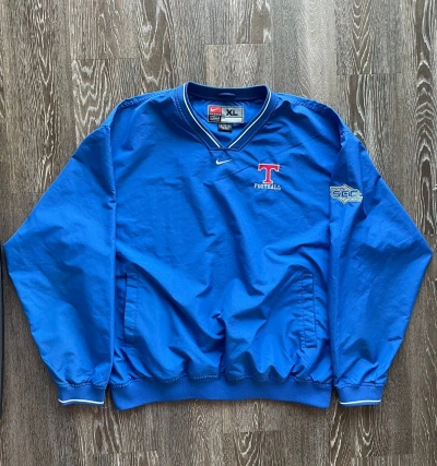 Pre-owned American College X Nike Vintage 90's Nike Center Swoosh Football Pullover Windbreaker In Blue