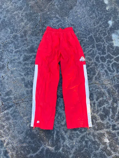 Pre-owned American College X Starter Crazy Vintage Baggy Y2k Ohio Embroidered Track Pants Small (size 30) In Red