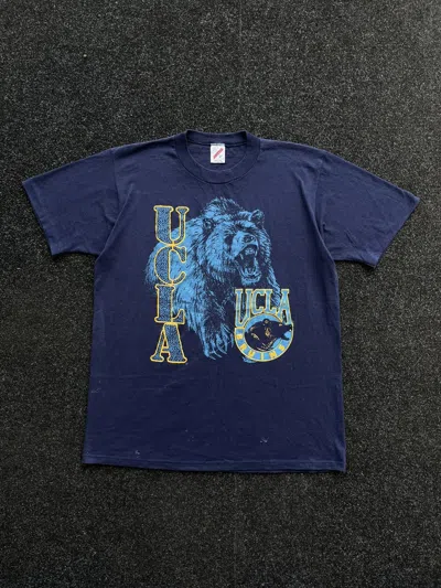 Pre-owned American College X Vintage 1990 Ucla Bruins American College Los Angeles Tee In Navy Blue