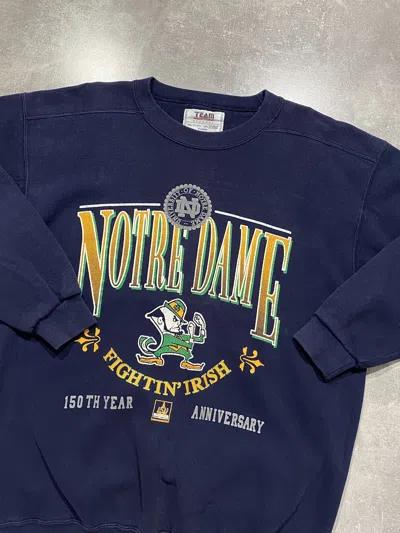 Pre-owned American College X Vintage 90's Notre Dame Retro Sweatshirt In Blue