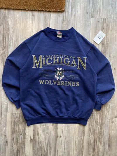 Pre-owned American College X Vintage 90's University Of Michigan Wolverines Crewneck
