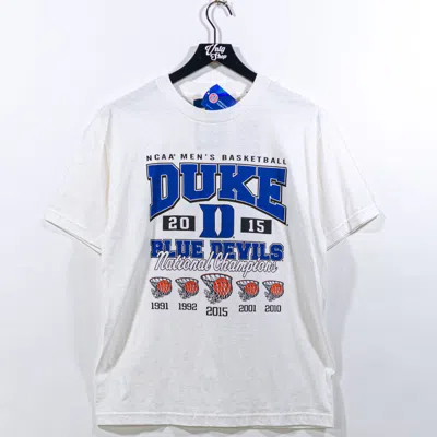 Pre-owned American College X Vintage Duke Blue Devils T-shirt 2015 Mens Basketball Champions Ncaa In White