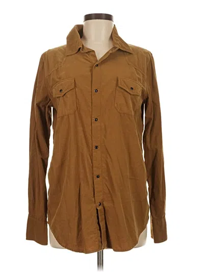 Pre-owned American Colors By Alex Lehr Long Sleeve Button Down Shirt In Brown