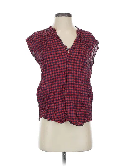 Pre-owned American Colors By Alex Lehr Short Sleeve Blouse In Red