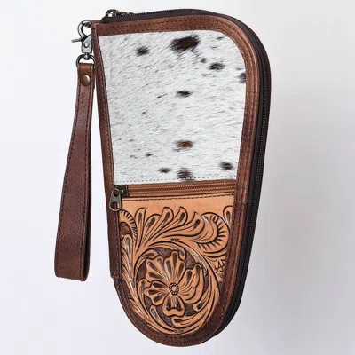 American Darling Case Hair On Hand Tooled Genuine Leather Western Case In Brown In Multi